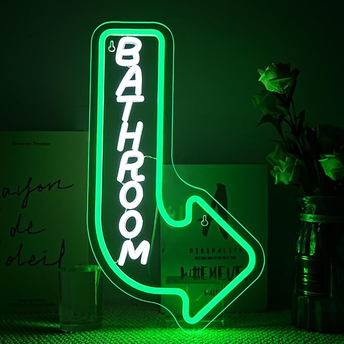 Looklight Bathroom Arrow Neon Signs by LooklightNeonSign