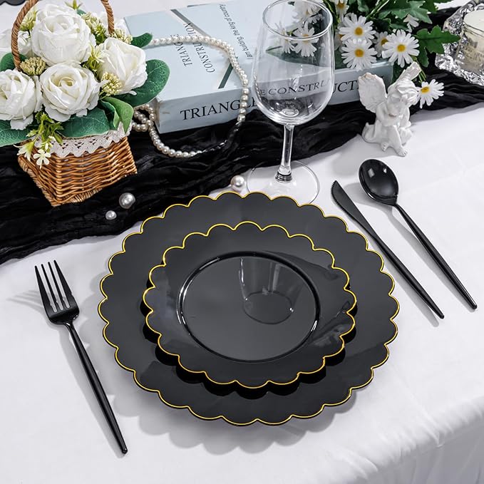 Supernal 360pcs Black Plastic Silverware Heavy Duty Black Plastic Utensils - Image 4