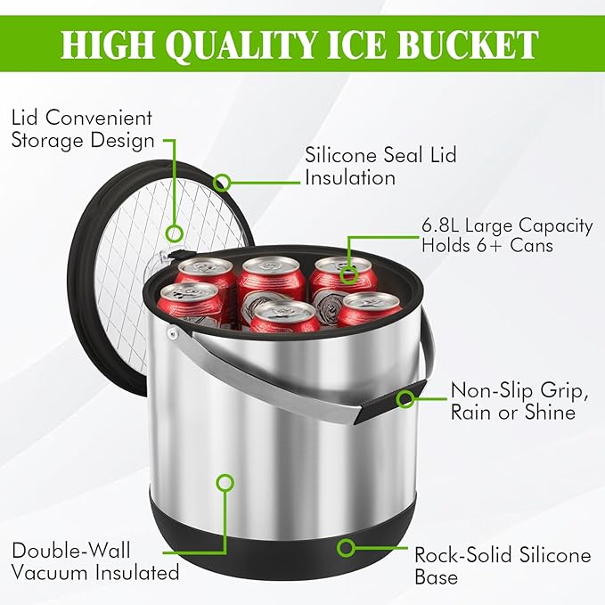 7QT/6.8LDouble-Wall Insulated Ice Bucket - Image 6