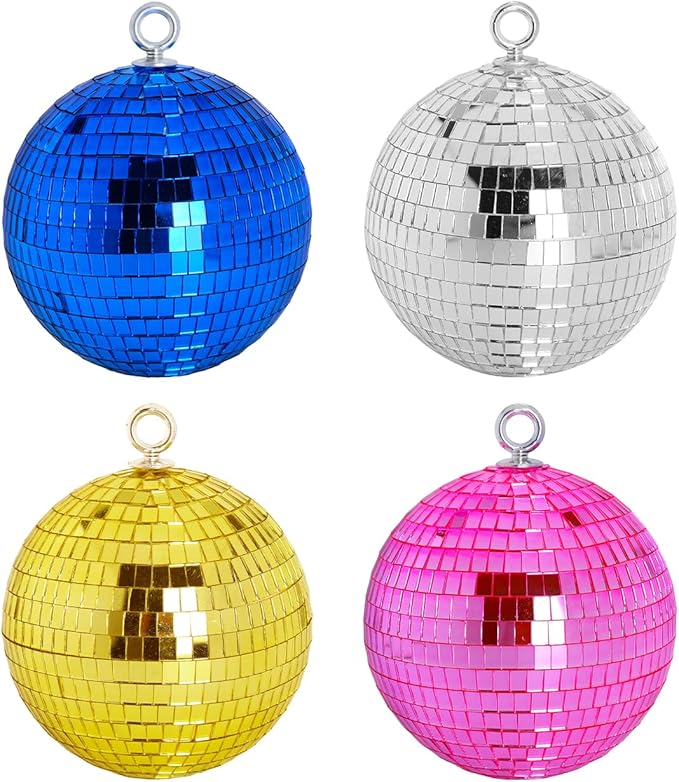 Mirror Disco Ball Decor with Hanging Ring: 8 Inch Large Gold Disco Ball - Image 9