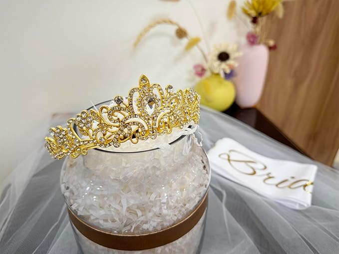 JETKONG 3 Pcs Bachelorette Party Decorations Bridal Shower Crown, Bride to Be - Image 2