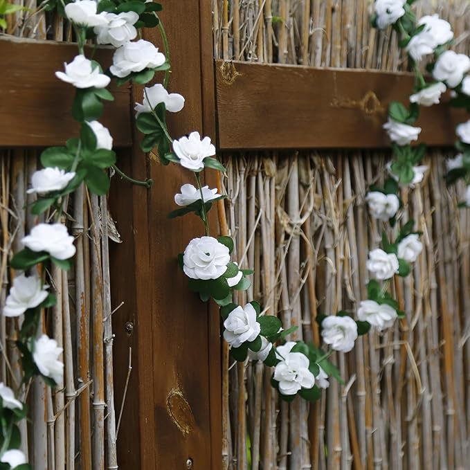 12 PCS 98.4 FT Artificial Flower Garland White Rose Garland - Image 6