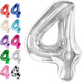 40 Inch Silver Large Number 4 Birthday Balloon, Giant Number Four 14 24 34 40 by Upgesy