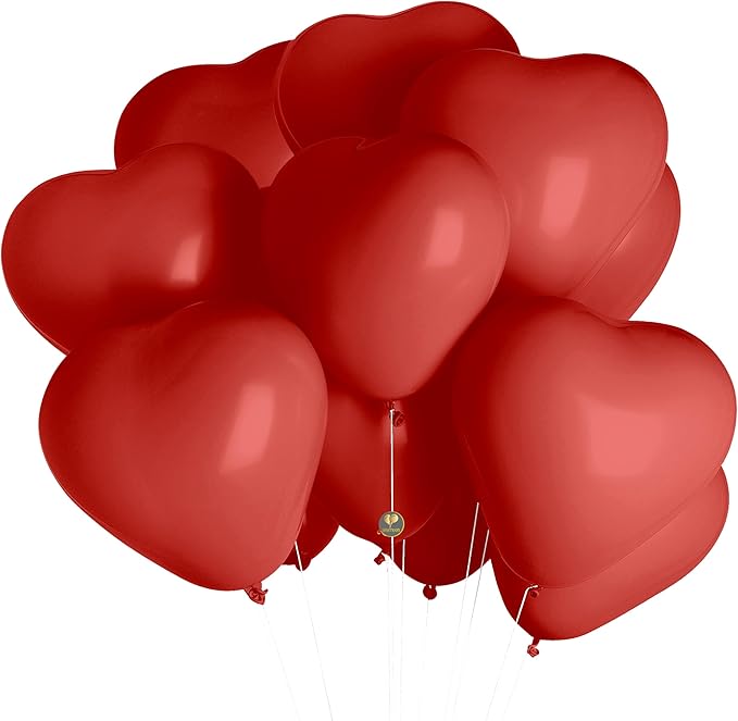 AFTERLOON® Biodegradable Balloons 24 pcs Grapefruit Red 10 Inch Heart Shaped - Image 2