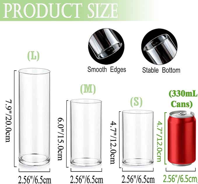 Set of 12 Glass Cylinder Vases for Centerpieces - Image 3
