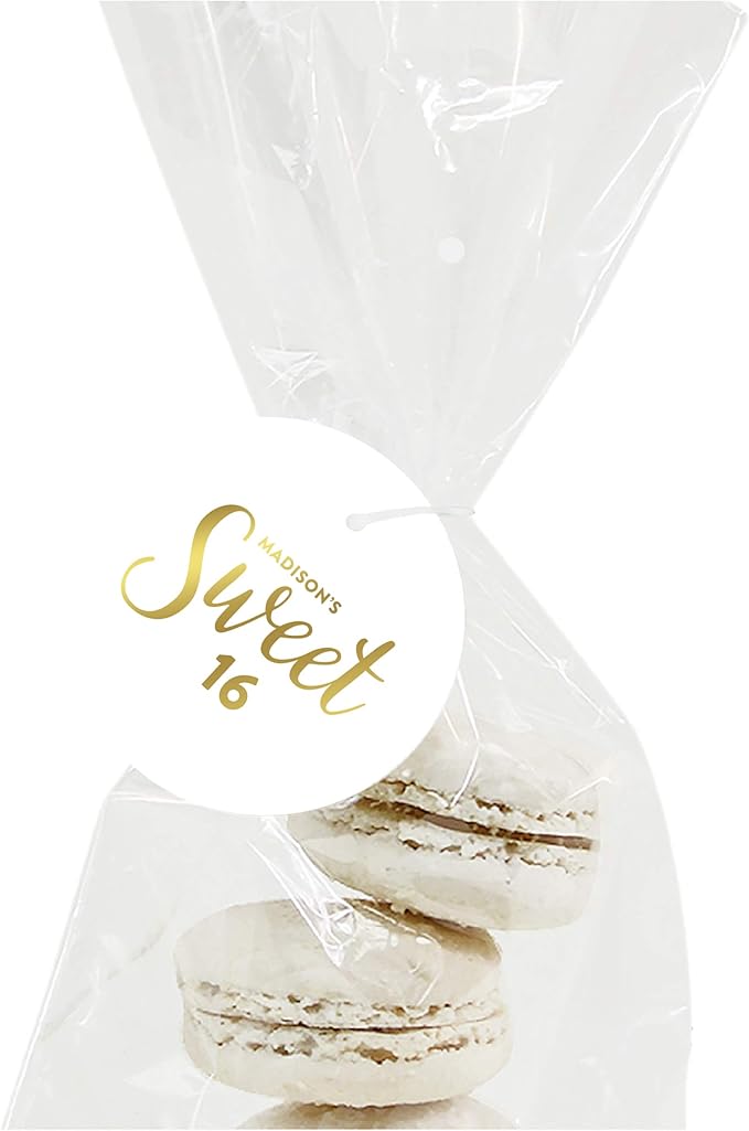 Andaz Press Personalized Round Circle Birthday Gift Tags, Metallic Gold Ink - Image 5