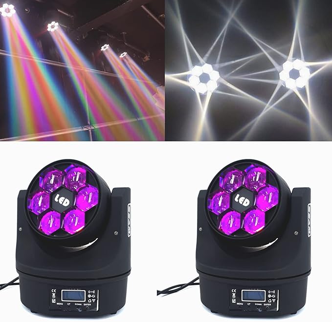 6x15W Mini Bee Eye Moving Head DJ Light, 90W LED RGBW Stage Light Rotate Beam - Image 13
