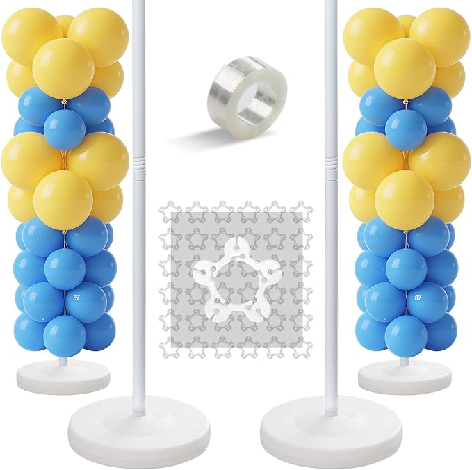 Balloon Stands for Floor Set of 2, Height Adjustable Splicing Metal Pole by EUIJOIP