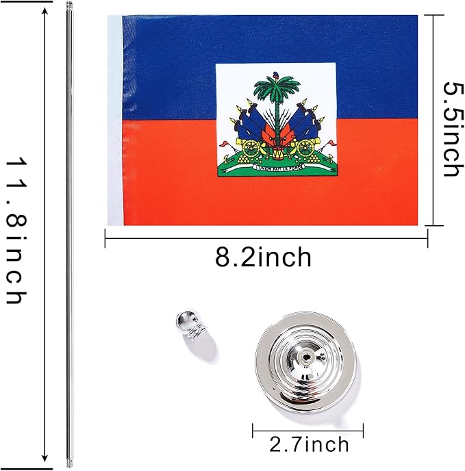 ZXvZYT 2 Pack Haiti flag Haitian Table Flag Small Mini Haitian Desk Flags - Image 2