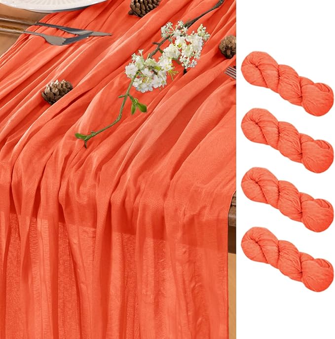 Orange Table Runner Cheesecloth Table Runner 4 Pack 10FT Farmhouse Table by LINXTAR