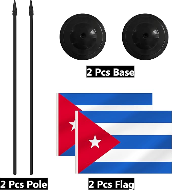 2 Pack Cuba Desk Flag Set, Cuban Desktop Small Miniature Table Office Flag - Image 6