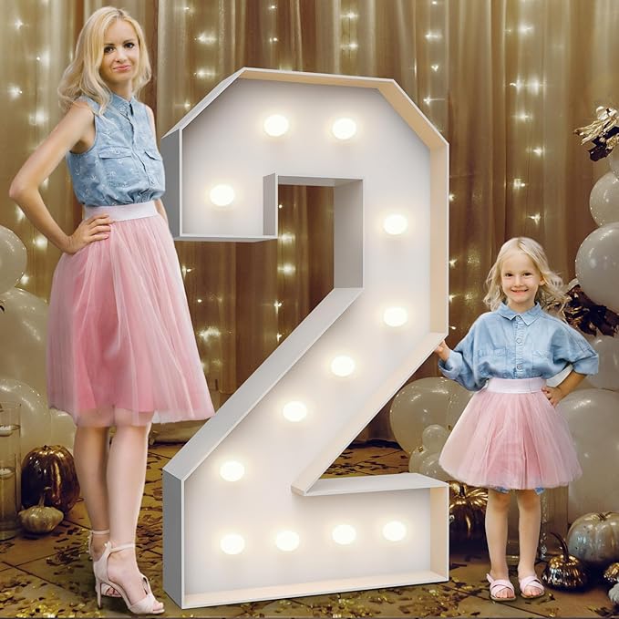 4FT Marquee Light Up Numbers 2, Party Decoration Large Marquee Light Up Letters by Teebloom