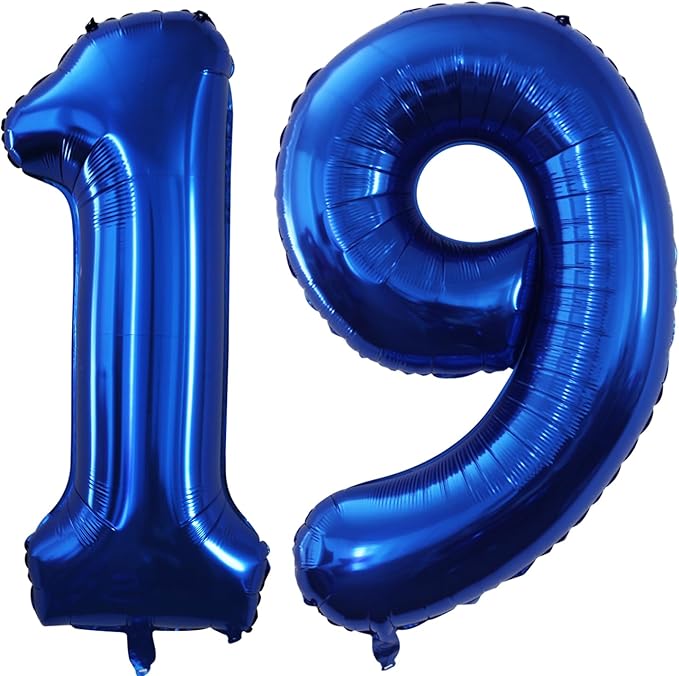GOER Number 19 Balloons for 19th Birthday Sweet 19 Party Decorations, 42 Inch by GOER