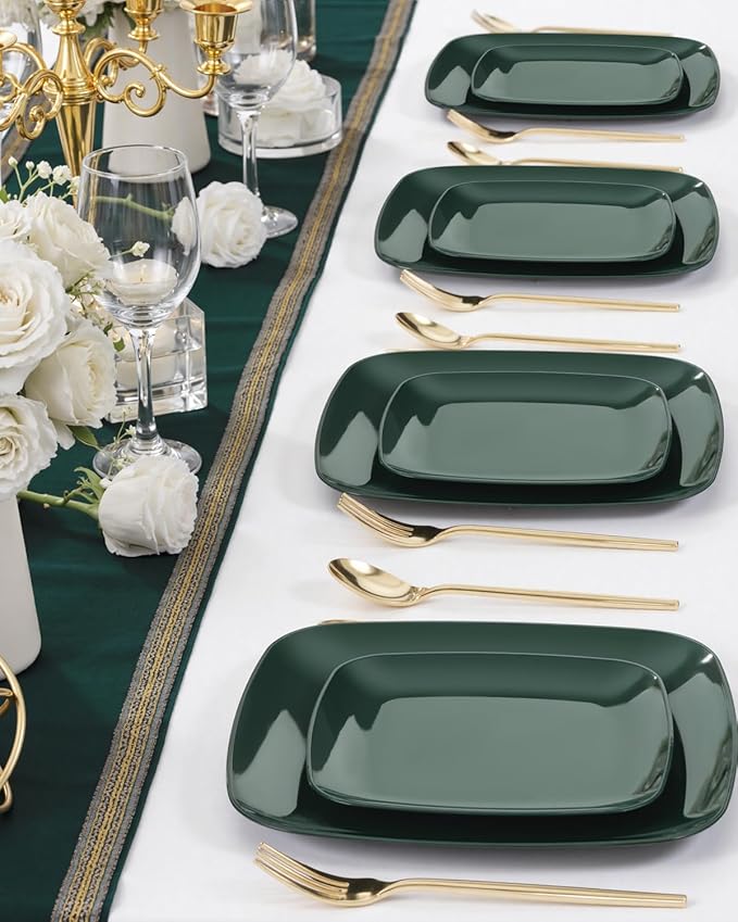 PULOTE 100PCS Green Plastic Plates - Image 7
