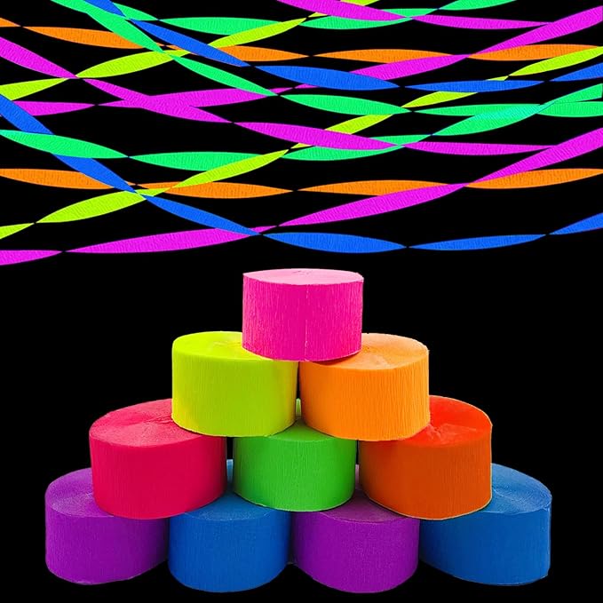 1776 feet Glow Party Neon Streamer Decorations Glow Crepe Neon Paper Streamers - Image 2