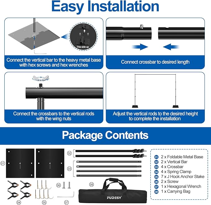 FUDESY Heavy Duty Backdrop Stand, 8.5x10ft Adjustable Photo Background Stand - Image 6
