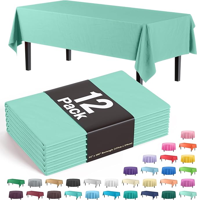 Exquisite 12-Pack Premium Plastic Tablecloth 54in. x 108in. Rectangle Table by Exquisite