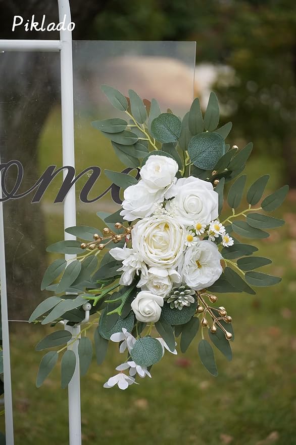 Faux Arch Flower Swag Set of 2 for Wedding Welcome Signs Floral Swag Wedding - Image 4