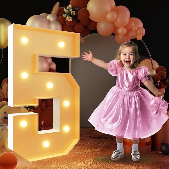 imprsv 3FT Light Up Numbers, Marquee Numbers 5 by Letsmakeitimpressive