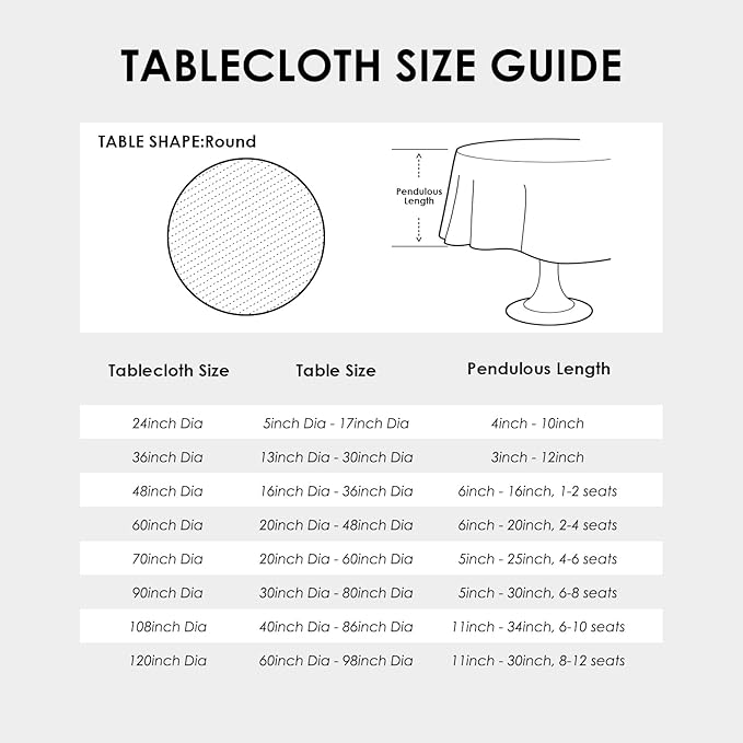 Small Round Beige Tablecloth 36 Inch Polyester Fabric Washable Table Cover - Image 7