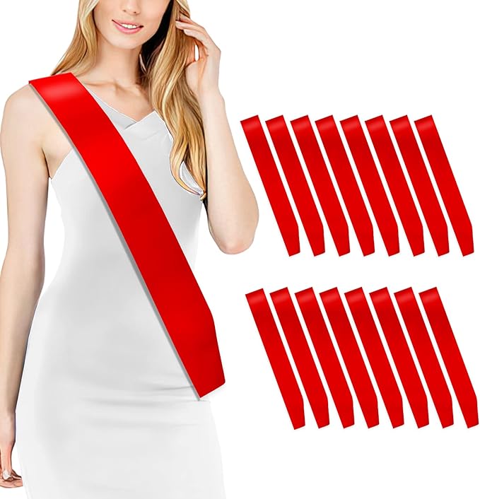 16 Pcs Sash Blank Satin Red Sash by Rinacci
