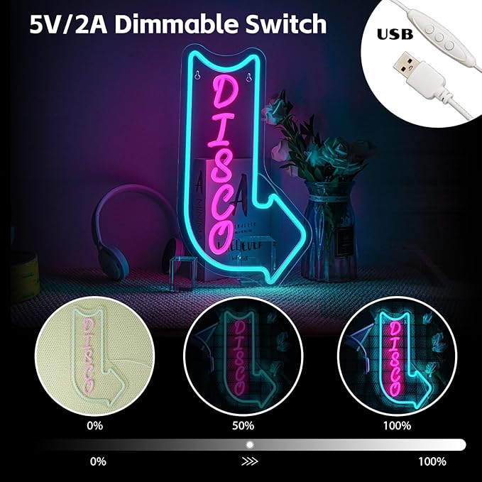 Looklight Disco Neon Signs for Wall Decor Pink Blue LED Word Light Sign - Image 6