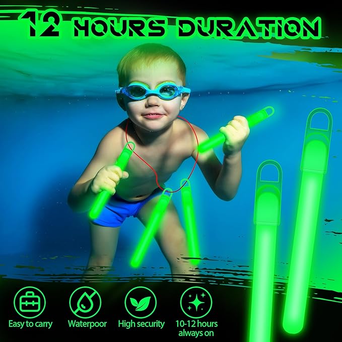 Lewtemi 4" or 6" 100 Pack Bright Glow Sticks Bulk, Glow in The Dark Party - Image 4