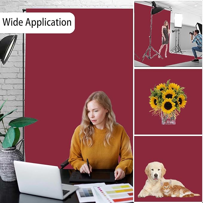 Wine Red Photography Backdrop for Photoshoot, Photo Backdrop Curtain, Perfect - Image 2
