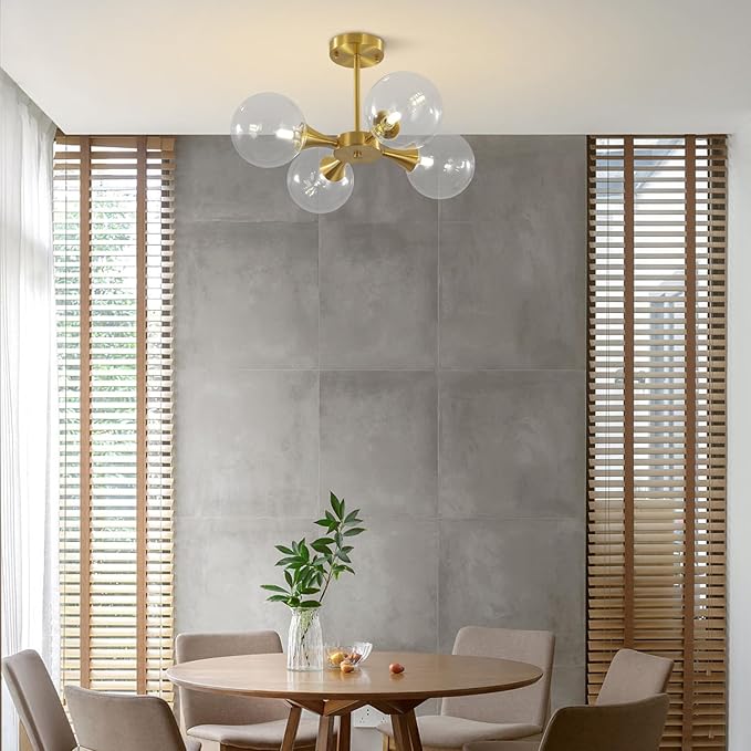 KCO Lighting 4-Lights Modern Globe Semi Flush Mount Ceiling Light Mid Century - Image 9