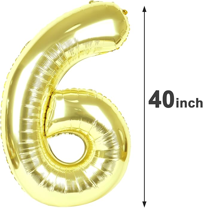 40 Inch Light Gold Mylar Foil Number 6 Birthday Balloon, Digital Balloons - Image 2
