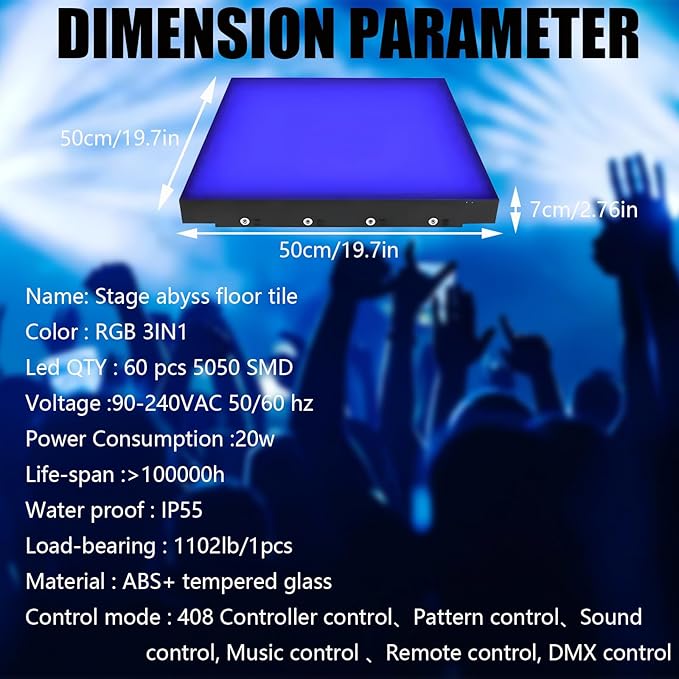 Dance Floor Stage Lights Tempered Glass Infinity Mirror Panel 3D Effect Led - Image 3