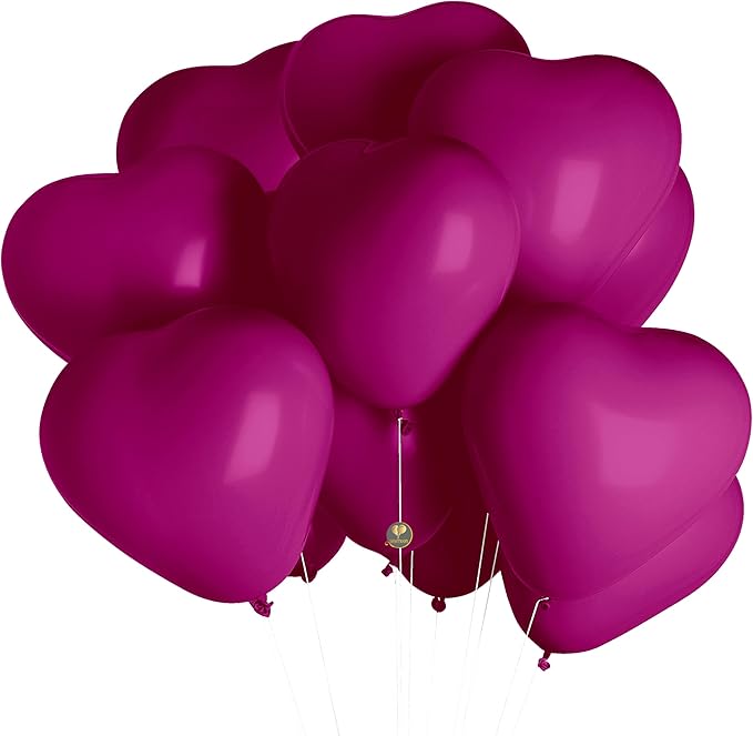 AFTERLOON® Biodegradable Balloons 24 pcs Magenta 10 Inch Heart Shaped, - Image 2
