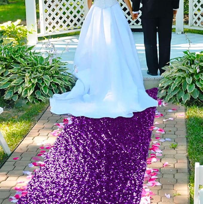ShinyBeauty Sequin Aisle Runner Purple Glitter Carpet - Image 3
