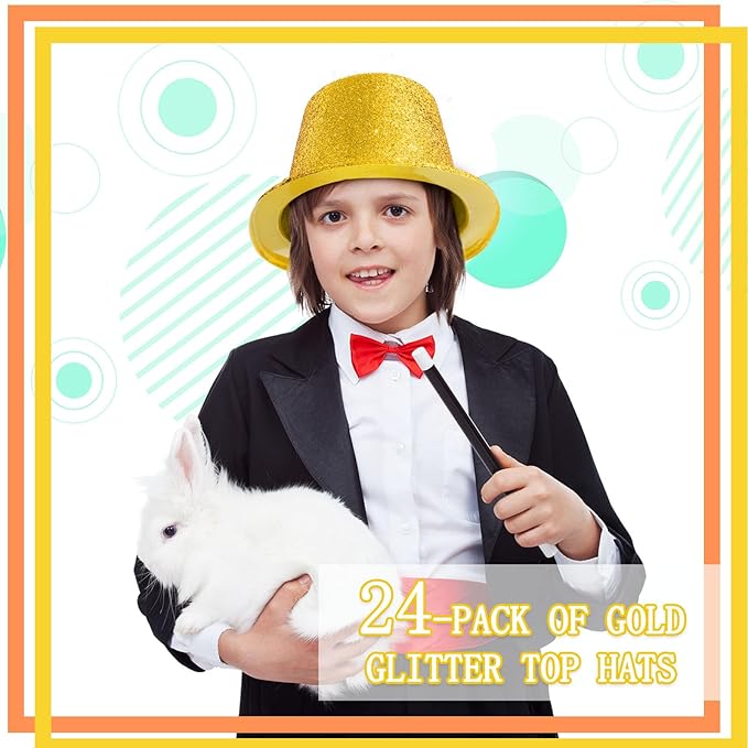 Hillban 24 Pcs Halloween Glitter Top Hat Bowler - Image 5