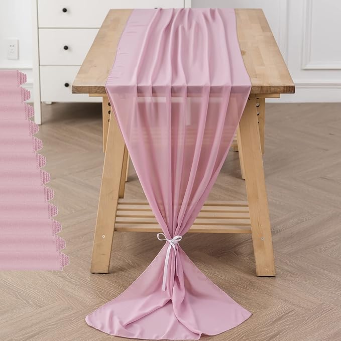 12Pack 9ft Chiffon Table Runner 14x108 Inch Sheer Romantic Table Runner - Image 6