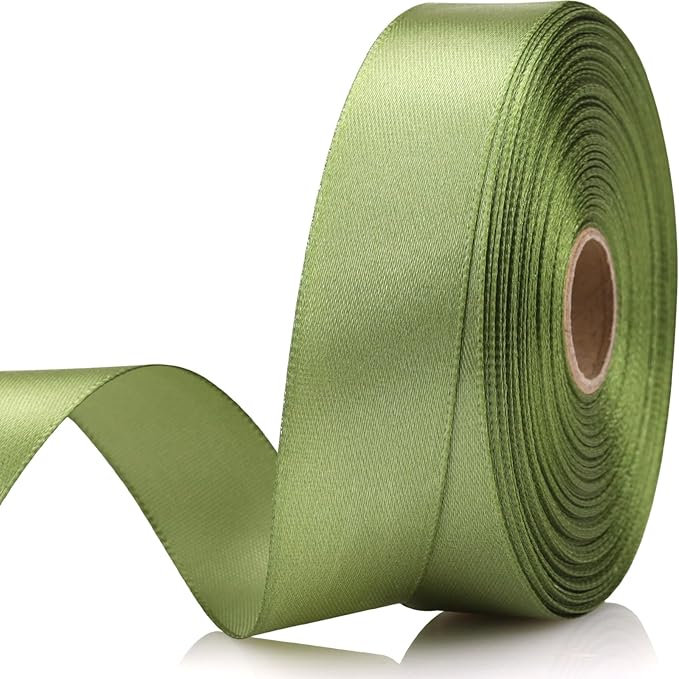 Olive Green Satin Craft Ribbon by Unknown