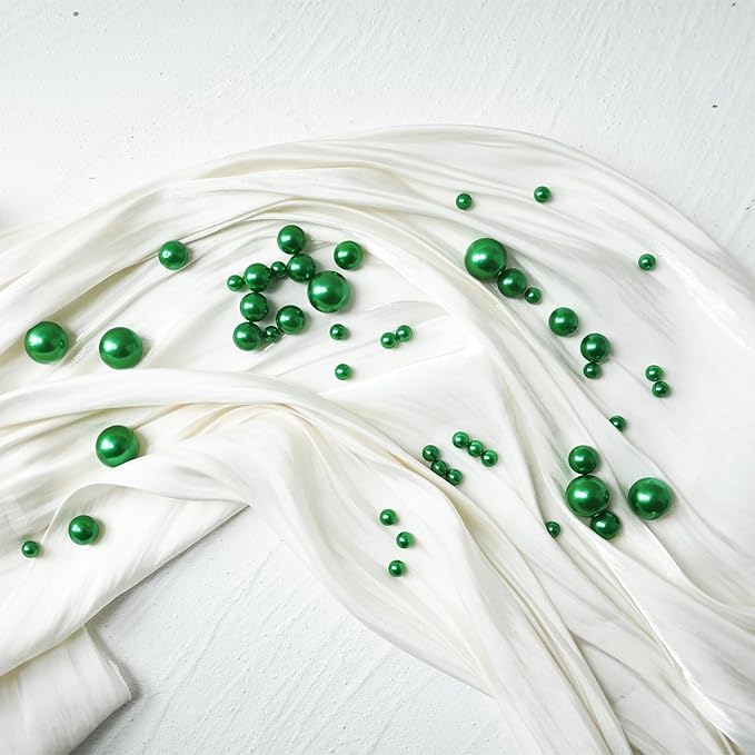 520Pcs Green Glossy Beads for Centerpiece Decor, Artifical Pearls Vase Filler - Image 4
