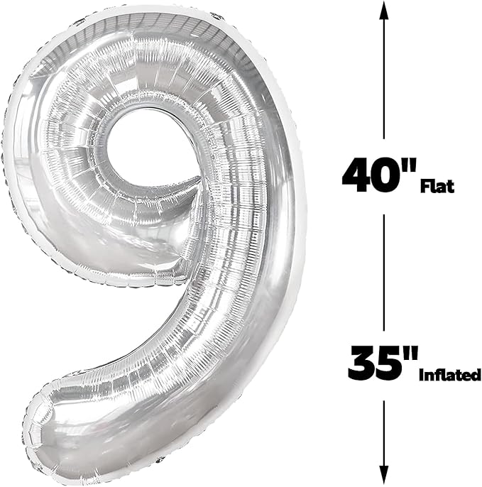 40 Inch Big Silver 19 Balloon Number, Jumbo Giant Happy 19th 19 Birthday Party - Image 3