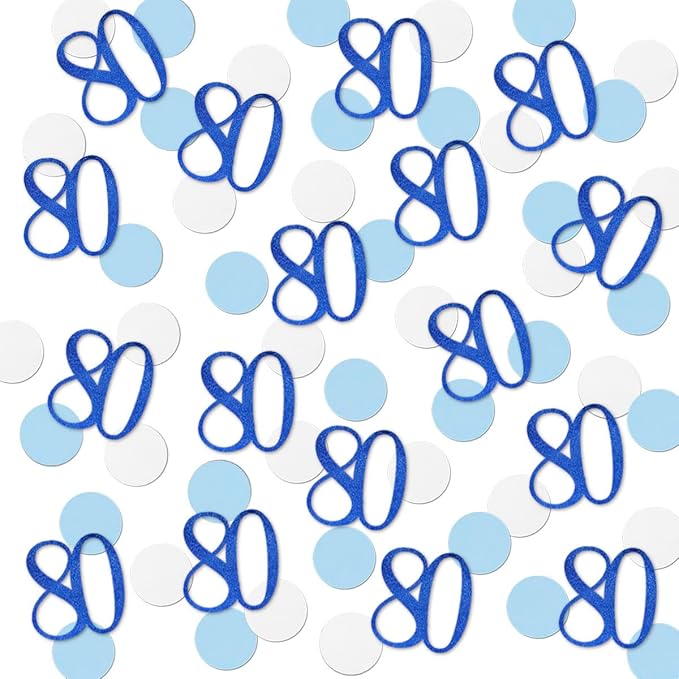 Blue Glitter 80 Confetti, 80th Birthday Number Confetti by MAGJUCHE