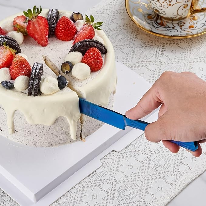 Blue Cake Cutter Set, Stainless Steel Cake Cutting Utensils Include Cake Knife - Image 3