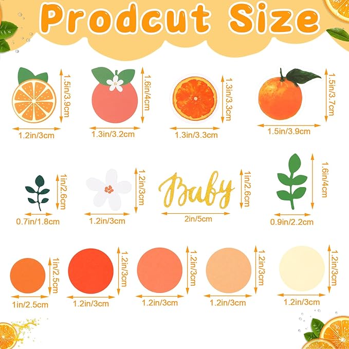 MARFOREVER 500 Pcs Little Cutie Baby Shower Confetti Citrus Decoration Orange - Image 3