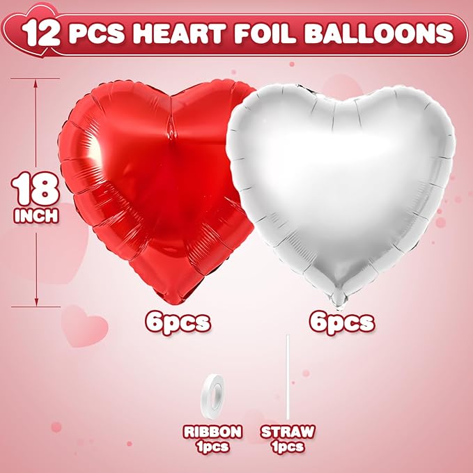 Red Silver Heart Balloons - Image 2