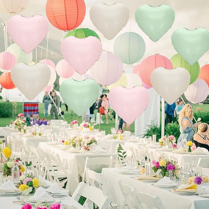 Pink Green White Heart Balloons - Image 4