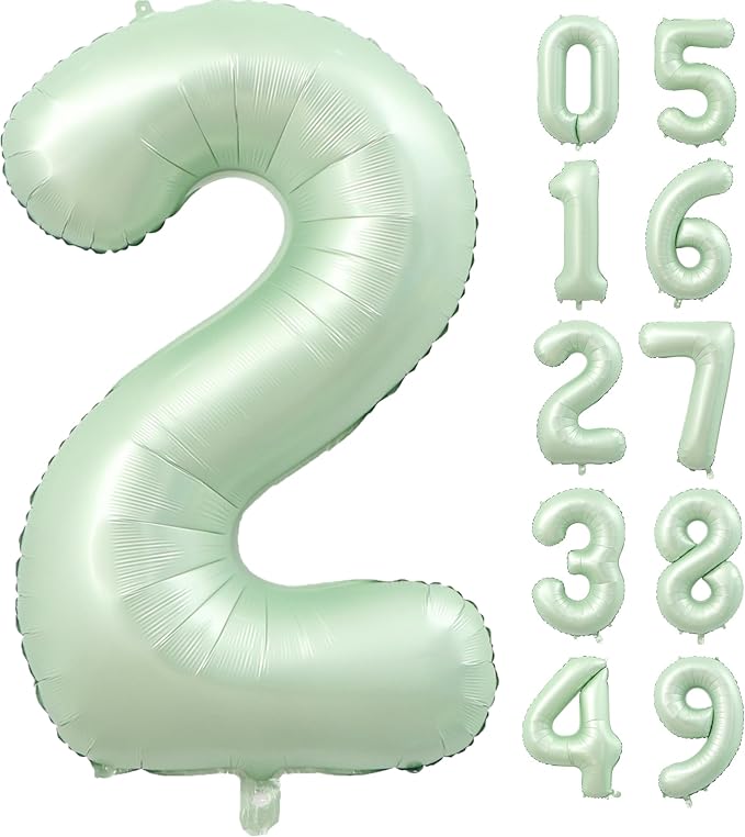 40 Balloon Number 2 Olive Green, Large Foil Number Balloons Set 0-9, Olive by Lnhiya