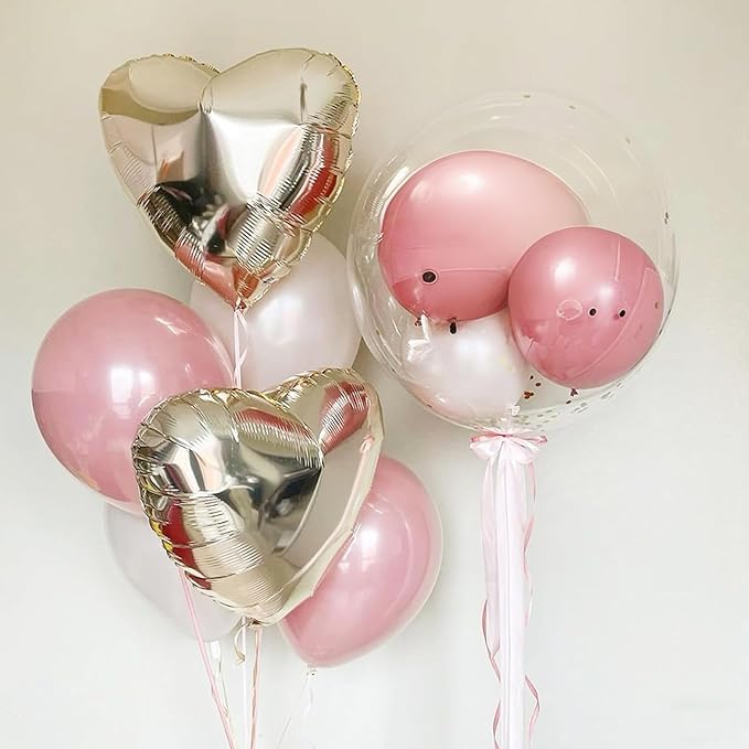 Champagne Gold Cream Heart Balloons - Image 5