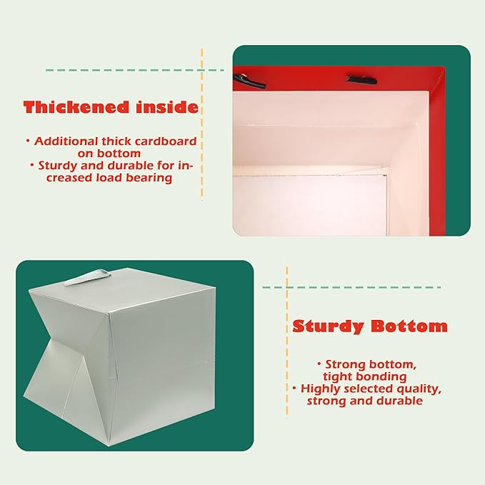 ADIDO EVA Silver Square Gift Bags Small Size Square Bottom Paper Bags - Image 4