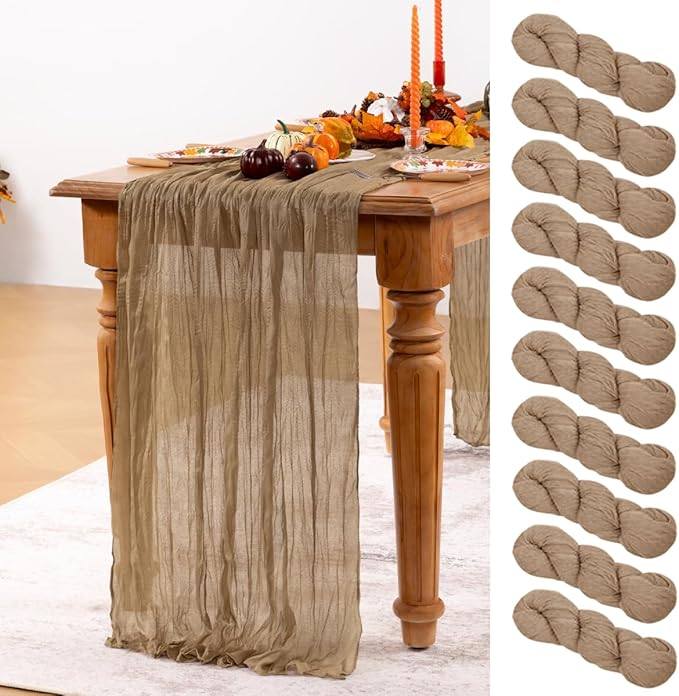 Nude Cheesecloth Table Runner 10 Pack Fall Table Runners Boho Gauze 120 Inches by DeZerlor