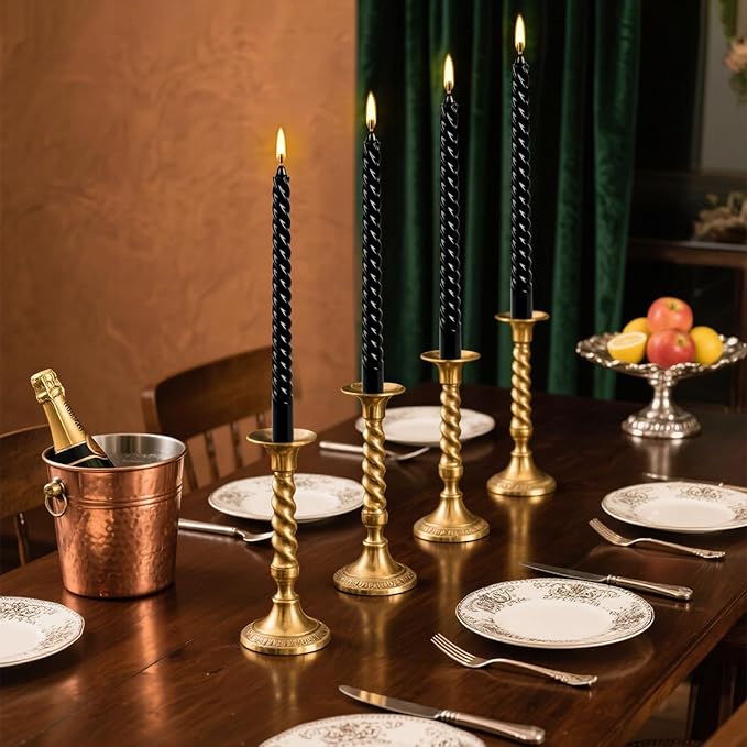 12-Pack 10' Tall Black Spiral Taper Candle Set - Image 3
