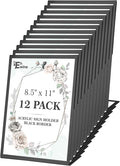 EHWINE 12 Pack Acrylic Sign Holder 8.5 x 11, Slanted Back Paper Holder Clear by EHWINE