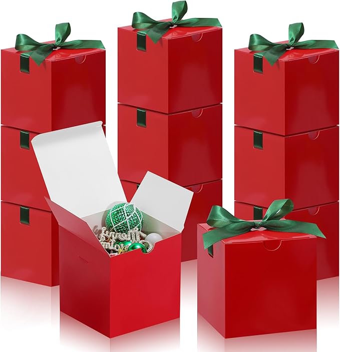 DOYIDE Small Gift Boxes, 20 Pack 5x5x5 Inch Red Elegant Paper Boxes by DOYIDE